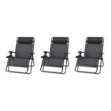 Four Seasons Courtyard Sunny Isles XL Steel Zero Gravity Chair, Black (3 Pack) Garden Chair price
