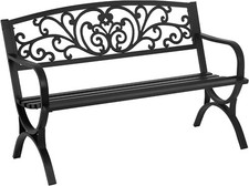Patio Garden Bench 50 inch Outdoor Metal Loveseat Chairs with Armrests Slatted Garden Chair price