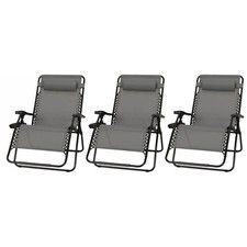 Four Seasons Courtyard Sunny Isles XL Steel Zero Gravity Chair, Gray (3 Pack) Garden Chair price