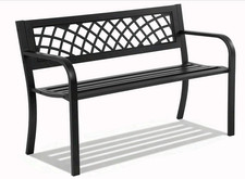 Outdoor Garden Bench Iron Steel Frame w/ Mesh Backrest Patio Bench Black Garden Bench price
