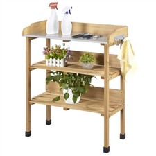 Garden 3 Tier Potting Bench Table Outdoor Work Station Workbench Natural Wood Garden Bench price