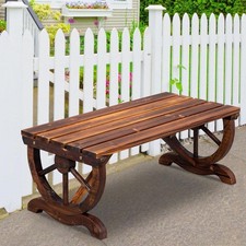 Wagon Wheel Wooden Garden Bench Seat Chair Outdoor Backyard Patio Brown Garden Bench price