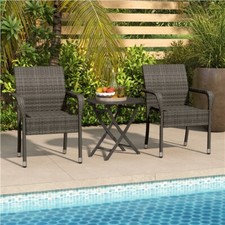 Set of 2 PE Outdoor Rattan Chair w/ Armrests & Adjustable Footpads for Garden Garden Armchair price