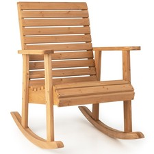 Patio Wooden Rocking Chair High Back Fir Wood Armchair Natural Garden Yard Garden Armchair price