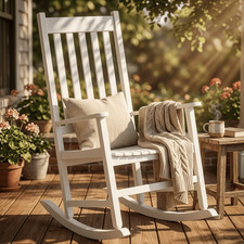 Wooden Rocking Chair Solid Wood Porch Rocker Outdoor Patio Garden Armchair White Garden Armchair price