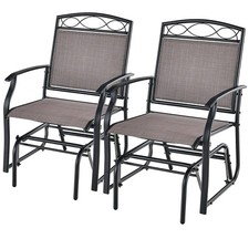 2PCS Patio Swing Glider Chairs Outdoor Metal Glider Armchairs Garden Poolside Garden Armchair price