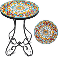 Mosaic Outdoor Side Table, round Rustproof Patio Table with 14" Ceramic Garden Side Table price