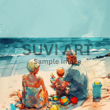 Digital Image beach with family Picture Wall art for living and bed room A-231 Canvas Painting price