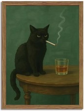 Funny Black Cat Wall Art Framed Vintage Moody Cat Canvas Prints Wall Decor Wh... Canvas Painting price