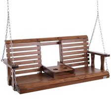 VEVOR 5ft Porch Swing Bench Wooden Hanging Outdoor Garden Patio Courtyard Brown Garden Swing price