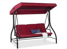 BCP 3-Person Metal Patio Swing with Burgundy Red Cushion (open box) Garden Swing price
