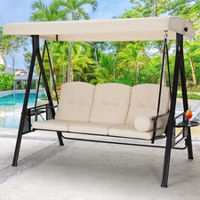 3-Person Outdoor Patio Swing Chair w/Adjustable Canopy Cover &Steel Frame 3 Type Garden Swing price