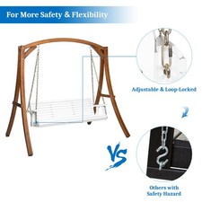 Garden 5 FT Heavy Duty White 880LBS Patio Wooden Porch Swing with Hanging Chains Garden Swing price