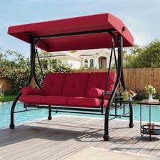 Outdoor Porch Swing with Adjustable Canopy 3-Seat Garden Patio Swing Chair Garden Swing price