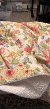 Floral DAYBED Quilt Cottage Garden Reversible Coverlet Blue Trim Garden Daybed price