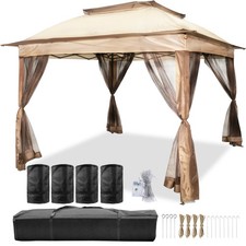 Patio Gazebo Canopy 11x11ft Outdoor 2-Tier Tent Shelter Awning Steel w/Netting Gazebo price