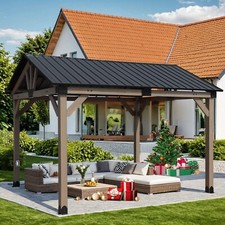 Aoodor 10'x 12' Hardtop Gazebo Outdoor Cedar Wooden Frame with Waterproof Socket Gazebo price