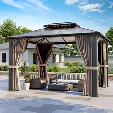 10 x 12 FT Outdoor PC Double Roof Gazebo with Nettings,Curtains,Aluminum Frame Gazebo price