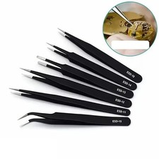 6Pcs ESD Anti-static Tweezers Set Maintenance Repair Stainless Steel Tools Kit Tweezers price
