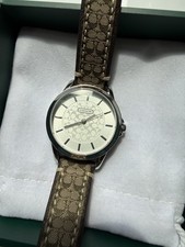 Coach Women's 32mm Quartz Analog Silver Logo Dial Brown Leather Strap 30m Wristwatches price
