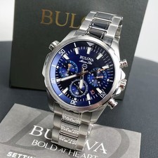 Men's Bulova Marine Star Blue Dial Chronograph 96B256 Quartz New Watch 43mm Wristwatches price