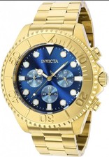 Invicta Pro Diver Quartz Chronograph Blue Dial Gold Tone Steel Bracelet w/Box Wristwatches price