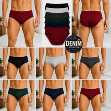 3 -6 -12 Pack Men's Bikini Briefs 100% Cotton Low Rise Underwear Solid Size S-XL Men's Briefs price