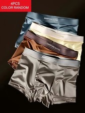 4PCS Men's Ice Silk Underwear Breathable Boxer Shorts Seamless Satin Soft Briefs Men's Briefs price