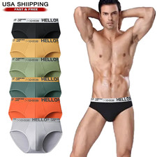 MEN'S BRIEFS UNDERWEAR LOW RISE SOFT COTTON LETTER SOLID COLOR SIZE L-4XL GIFT Men's Briefs price
