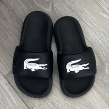 Lacoste Men's Slide Sandals Slip-On Black/White Crocodile Logo Accent Men's Slippers and Sandals price