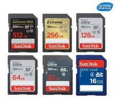 Sandisk SD Cards 16GB 32GB 64GB 128GB 256GB Extreme Pro Ultra Memory Cards lot Memory Cards price