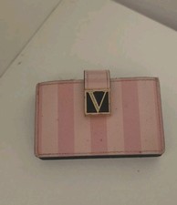 Women's Pink Striped Accordion Wallet Card Holder with Logo Accent Snap Women's Card Holder price