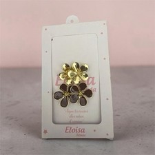 Eloísa Flower Stud Earrings, Gold Tone Brown Enamel, No Stone, Lobe Gold Earrings price