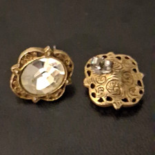 Gold Tone Metal Stud Earrings Clear Round Crystal Bezel Set Butterfly Back Gold Earrings price