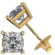 14K Solid Gold CVD Princess Stud Earrings, Lab Diamond (E-F, VS–SI) Jewelry Gold Earrings price