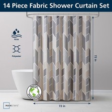 14 Piece Fabric Shower Curtain Set, PEVA Liner & Hooks Shower / Bathroom Curtain price