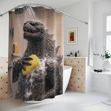 Godzilla Taking Shower Shower Curtain Bathroom Monster Art E24626 Shower / Bathroom Curtain price