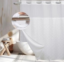 No Hook Shower Curtain and Snap in Liner Set, White Shower / Bathroom Curtain price
