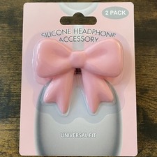 NWT! Viral Pink Silicone Headphone Accessory Bow, Universal Compatible, 2 Pack Headphone Accessory price