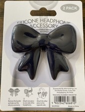 NWT! Viral Black Silicone Headphone Accessory Bow, Universal Compatible, 2 Pack Headphone Accessory price