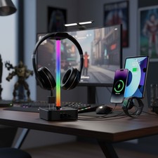 LED Headphone Stand with 3 USB Ports and 2 AC Outlets for Gaming Accessories Headphone Accessory price