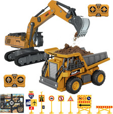 2 PCS Mini Remote Control Construction Vehicle Toy Set 1:64 Excavator and Dump T Toy Truck & Construction Vehicle price