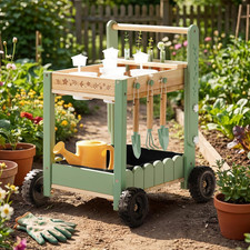 Kids Gardening Tools with Cart Wheelbarrow - Wooden Outdoor Garden Toys Set with Outdoor & Garden Toys price