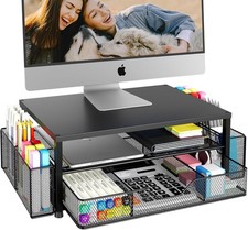 Desk Organizer and Accessories, 2-Tier Computer Monitor Stand Riser with Drawer Monitor Accessories price