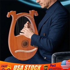 Vintage 16 Strings Lyre Harp Set Mahogany Body String Instrument for Beginners String Instruments price