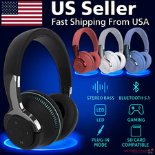 Wireless Bluetooth 5.1 Headphones Over Ear LED Headset Stereo Noise Cancelling Over-Ear Headphones price