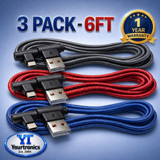 3 PACK 6FT 90 Degree Angle Type C USB-A Fast Charger Cable Quick Charging Cord L Tablet Charger price