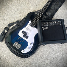 Full-Size Blue Electric Bass Guitar Starter Package with 20w Amp and Accessories Bass Guitar price
