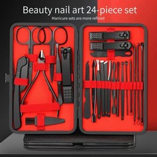 4/24Pcs Manicure Pedicure Set Stainless Steel Nail Clipper Kit Leather Case Trav Manicure & Pedicure Set price
