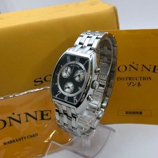 SONNE/TONNEAU-M/Chronograph/Date/Black Dial/Silver Color/3ATM/Box & Accessories Watch and Bracelet Accessory price